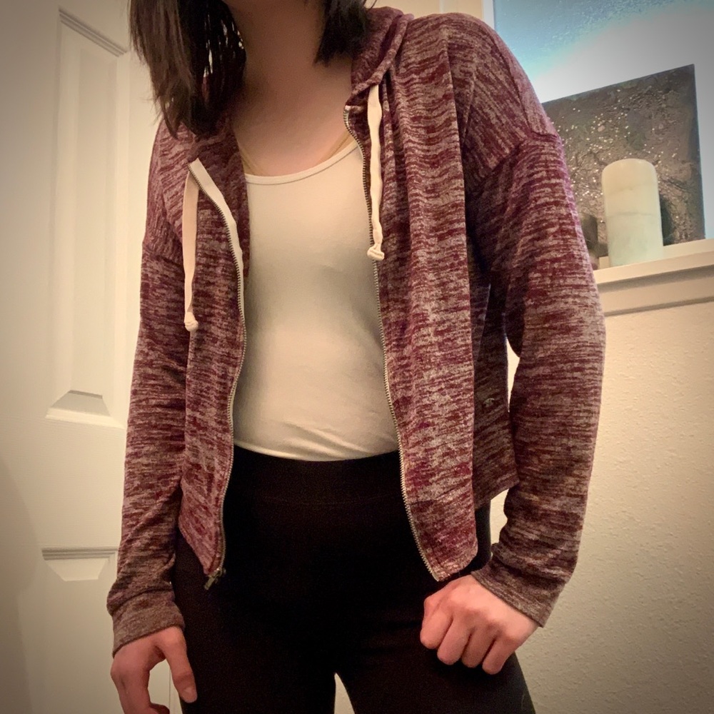 AmericanEagle Crop Zip-upSweater w/Hood (W Sm/P)